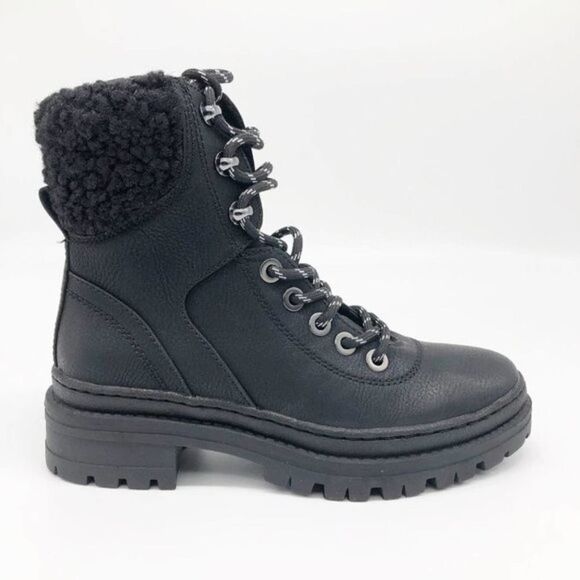 STEVE MADDEN Keystone Faux Fur Trim Lace-Up Boot - Picture 1 of 8